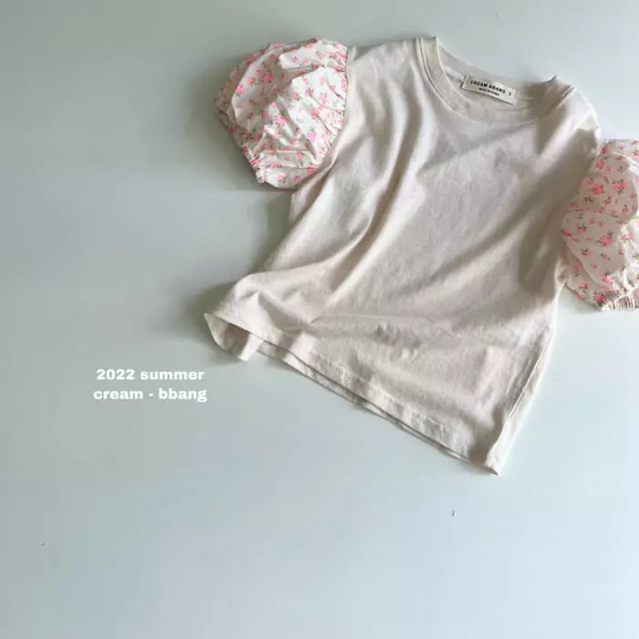 Cream Bbang - Korean Children Fashion - #childrensboutique - Flower Color Shirring Tee - 10