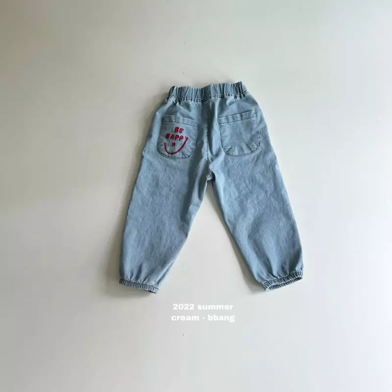Cream Bbang - Korean Children Fashion - #designkidswear - Ice Happy Embroidery Jeans - 3