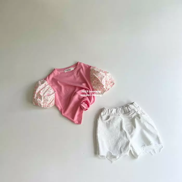 Cream Bbang - Korean Children Fashion - #designkidswear - Flower Color Shirring Tee - 11