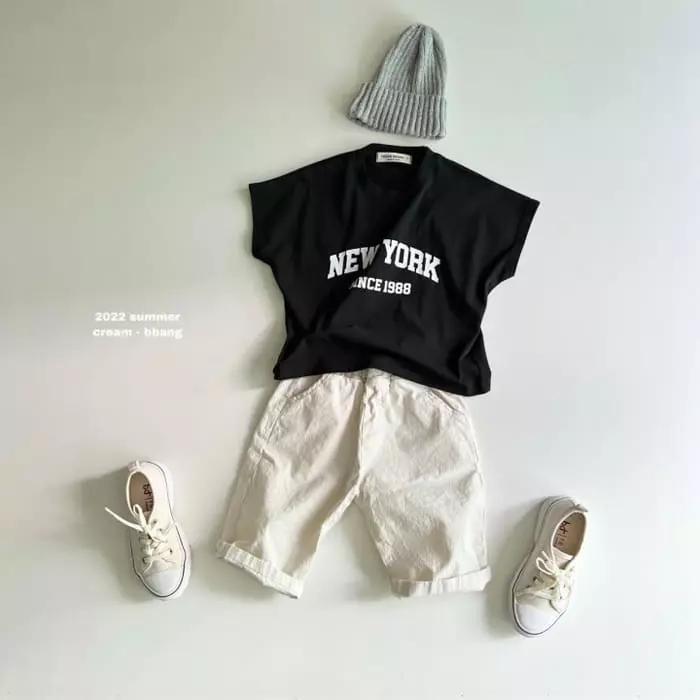 Cream Bbang - Korean Children Fashion - #kidsshorts - New York Short Sleeves Tee - 5