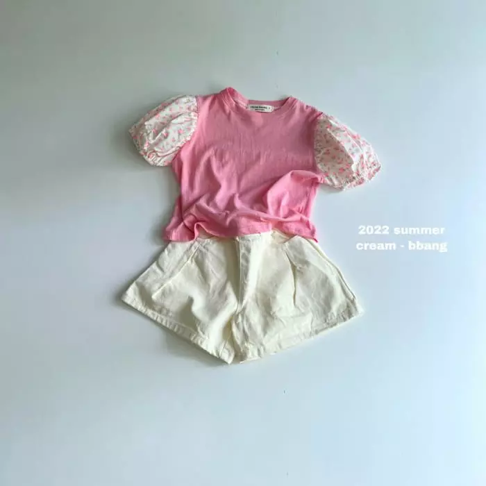 Cream Bbang - Korean Children Fashion - #todddlerfashion - Flower Color Shirring Tee - 6