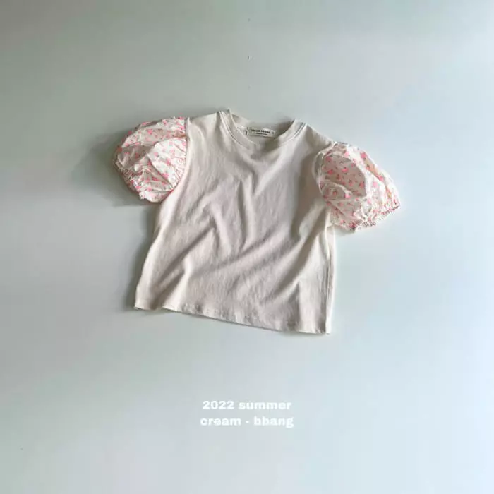 Cream Bbang - Korean Children Fashion - #toddlerclothing - Flower Color Shirring Tee - 7