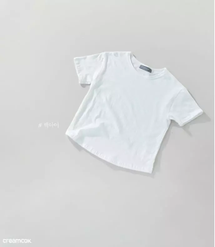 Creamcok - Korean Baby Fashion - #onlinebabyboutique - Cream Short Sleeves Tee