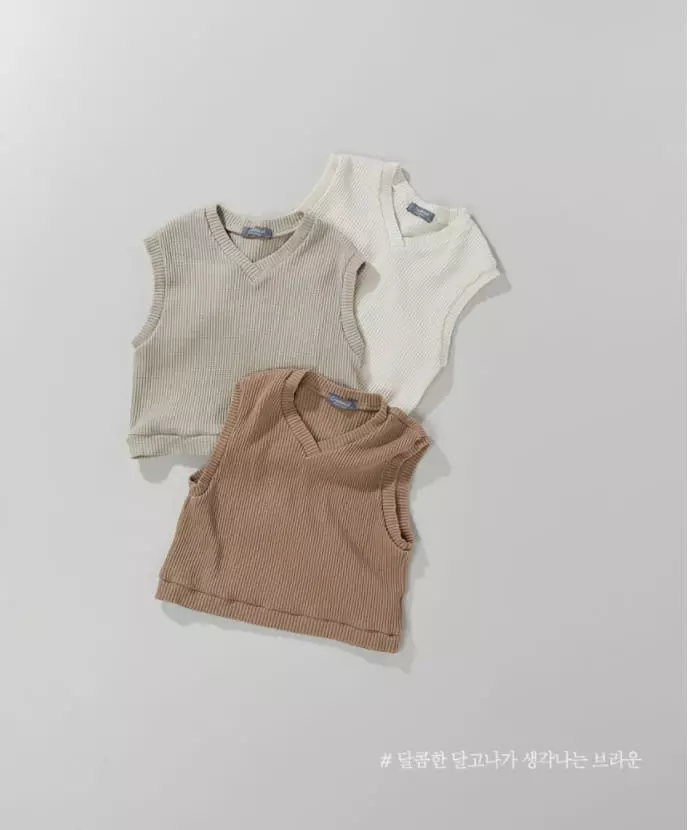 Creamcok - Korean Baby Fashion - #onlinebabyshop - Cuing Waffle Vest - 3