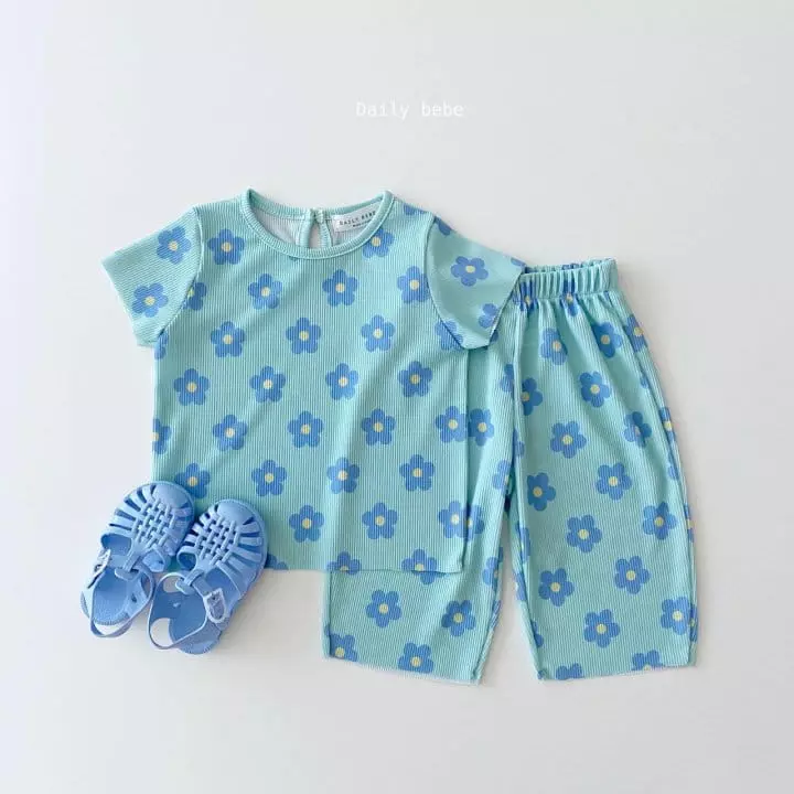 Daily Bebe - Korean Children Fashion - #todddlerfashion - Daisy Pleats Top Bottom Set - 4