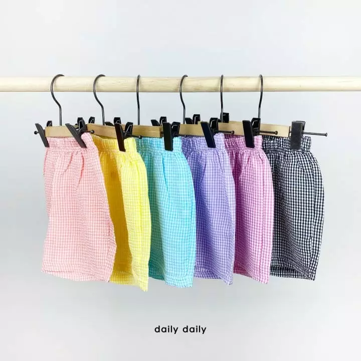 Daily Daily - Korean Children Fashion - #Kfashion4kids - Kid Two Check 1+1 Pants Shorts Set - 9