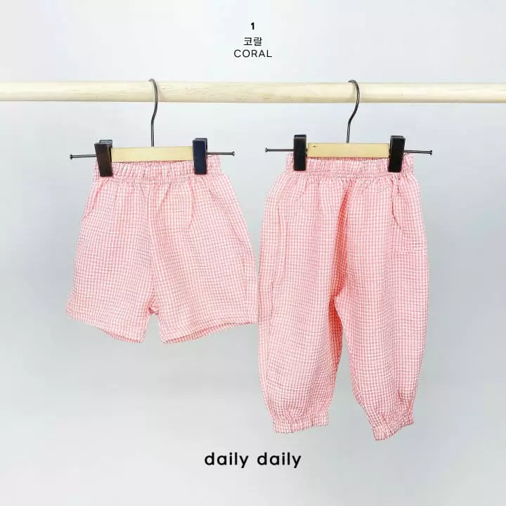 Daily Daily - Korean Children Fashion - #designkidswear - Kid Two Check 1+1 Pants Shorts Set - 4