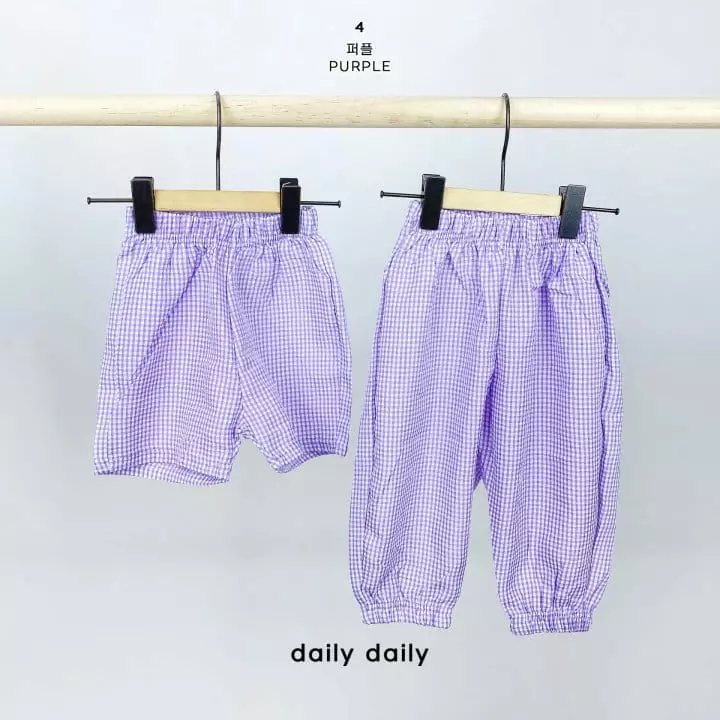 Daily Daily - Korean Children Fashion - #kidsstore - Kid Two Check 1+1 Pants Shorts Set - 7