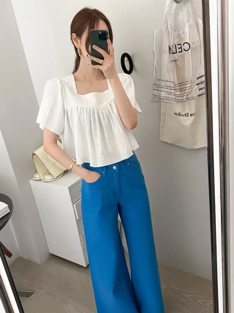 Dailyjud - Korean Women Fashion - #momslook - Square Blouse - 2