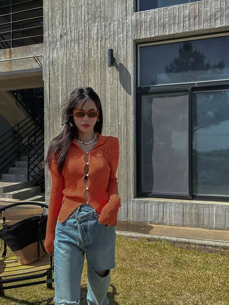 Dailyjud - Korean Women Fashion - #pursuepretty - Rib Collar Cardigan - 5
