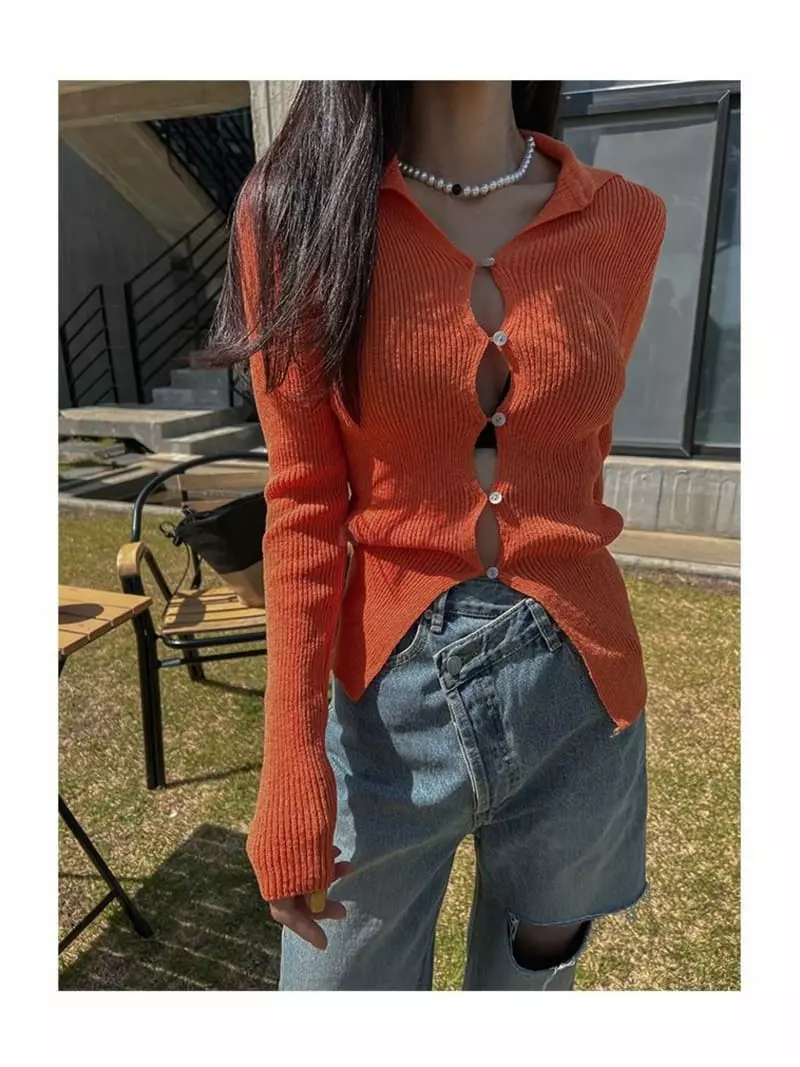 Dailyjud - Korean Women Fashion - #romanticstyle - Rib Collar Cardigan - 7
