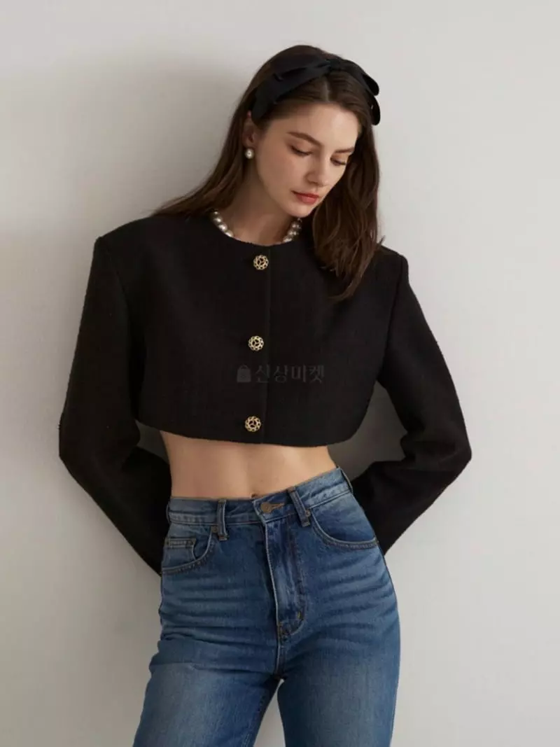 Dailyjud - Korean Women Fashion - #vintageinspired - Round Crop Jacket