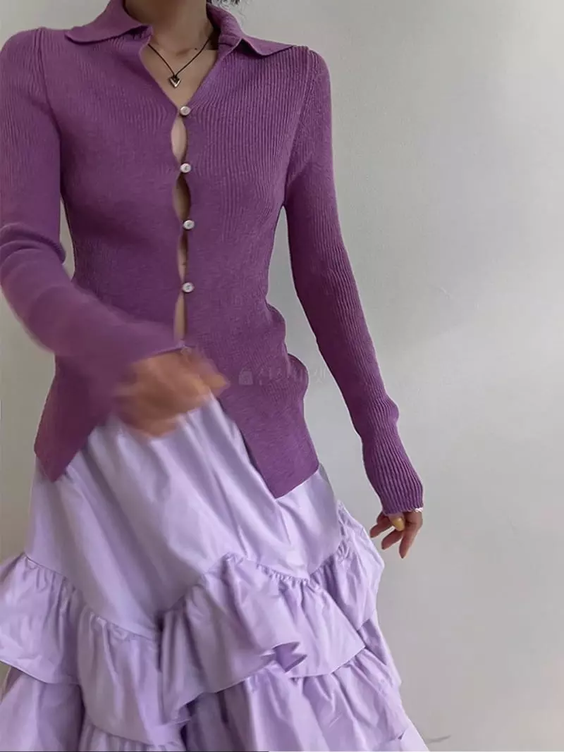 Dailyjud - Korean Women Fashion - #womensfashion - Rib Collar Cardigan - 2