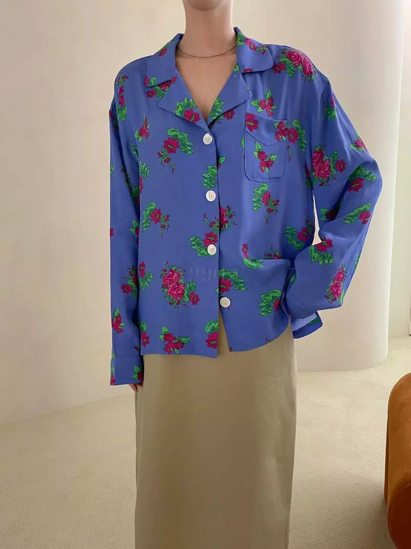 Dailyjud - Korean Women Fashion - #womensfashion - Flower Silky Shirt - 2