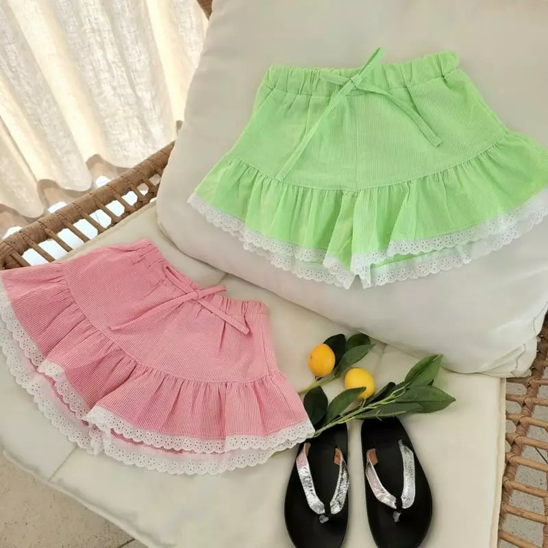 Dalla - Korean Children Fashion - #littlefashionista - Lace Stripes Shorts - 4