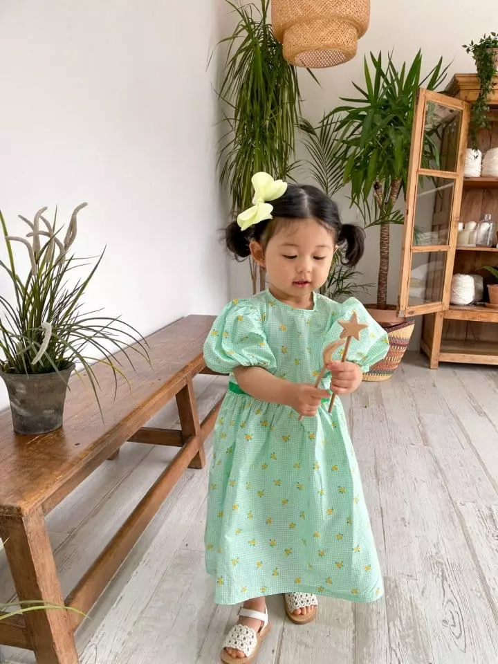 Dano - Korean Children Fashion - #fashionkids - Big Shirring Sleeves One-piece - 5