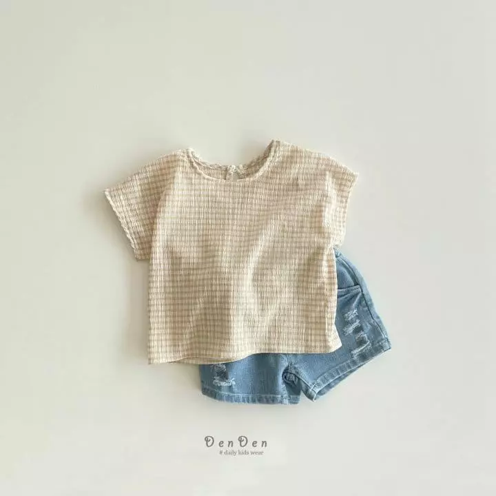 Denden - Korean Children Fashion - #kidsshorts - Pleats Check Shirt - 10