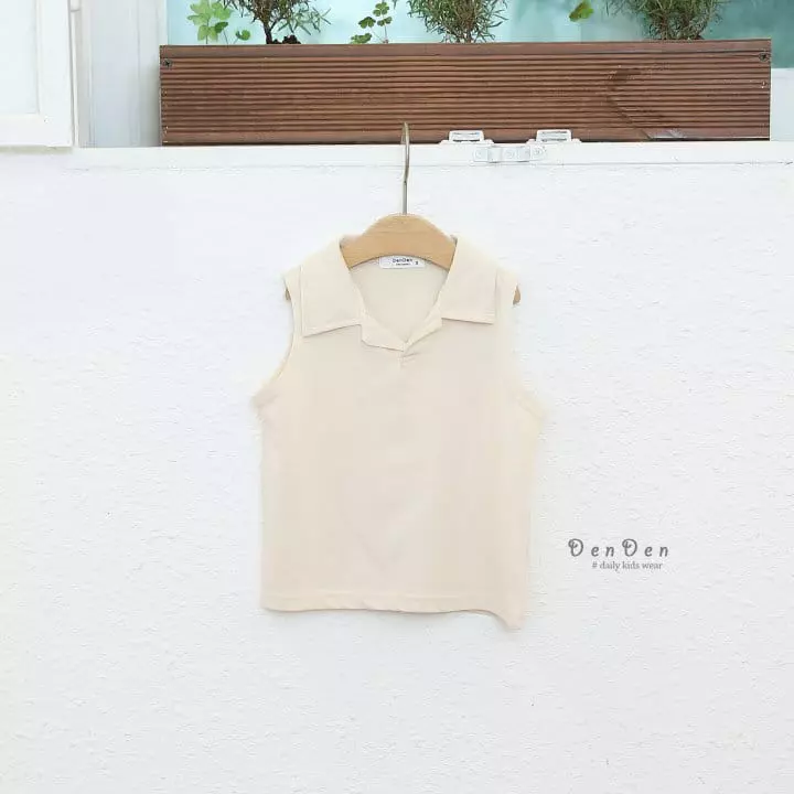 Denden - Korean Children Fashion - #prettylittlegirls - Collar Sleeveless Tee - 2
