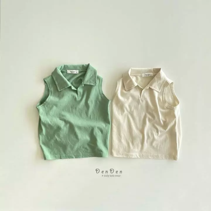 Denden - Korean Children Fashion - #stylishchildhood - Collar Sleeveless Tee - 5