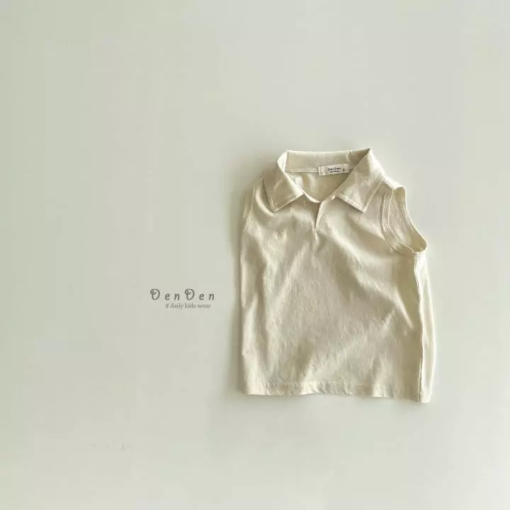 Denden - Korean Children Fashion - #todddlerfashion - Collar Sleeveless Tee - 4