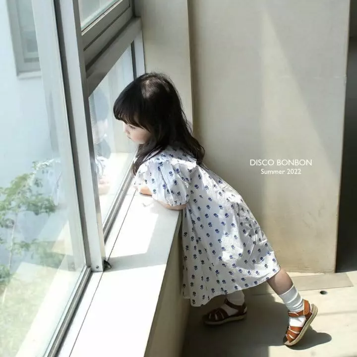 Disco Bonbon - Korean Children Fashion - #childofig - Blue Flower One-piece - 4