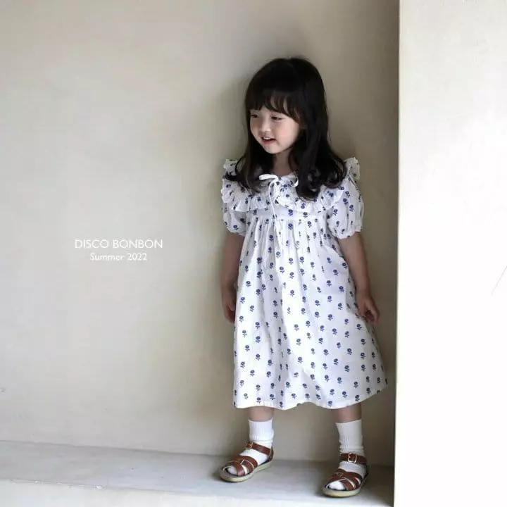 Disco Bonbon - Korean Children Fashion - #kidsshorts - Blue Flower One-piece - 8