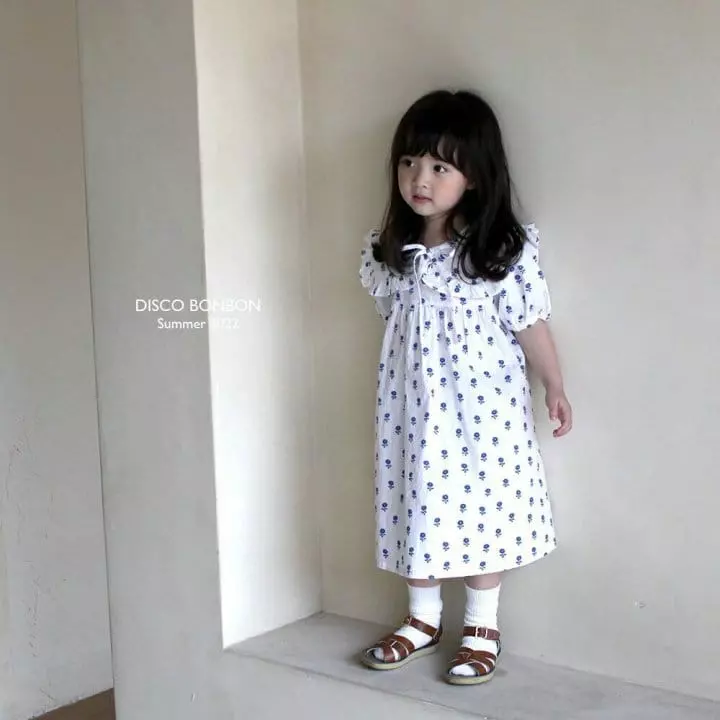 Disco Bonbon - Korean Children Fashion - #kidsstore - Blue Flower One-piece - 9