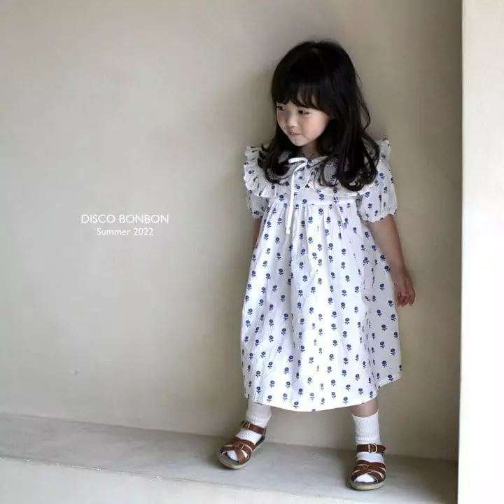 Disco Bonbon - Korean Children Fashion - #kidzfashiontrend - Blue Flower One-piece - 10