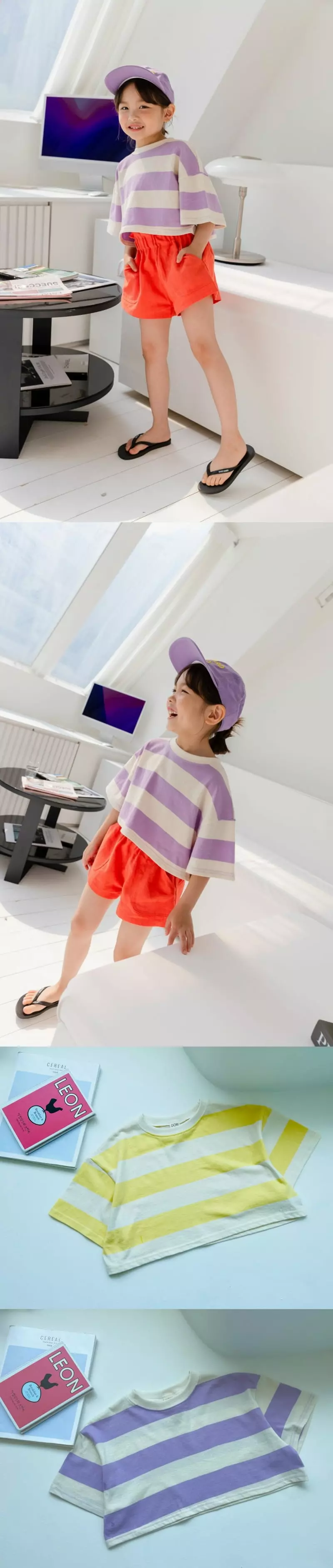 Dore Dore - Korean Children Fashion - #childofig - Crop Stripes Tee - 4