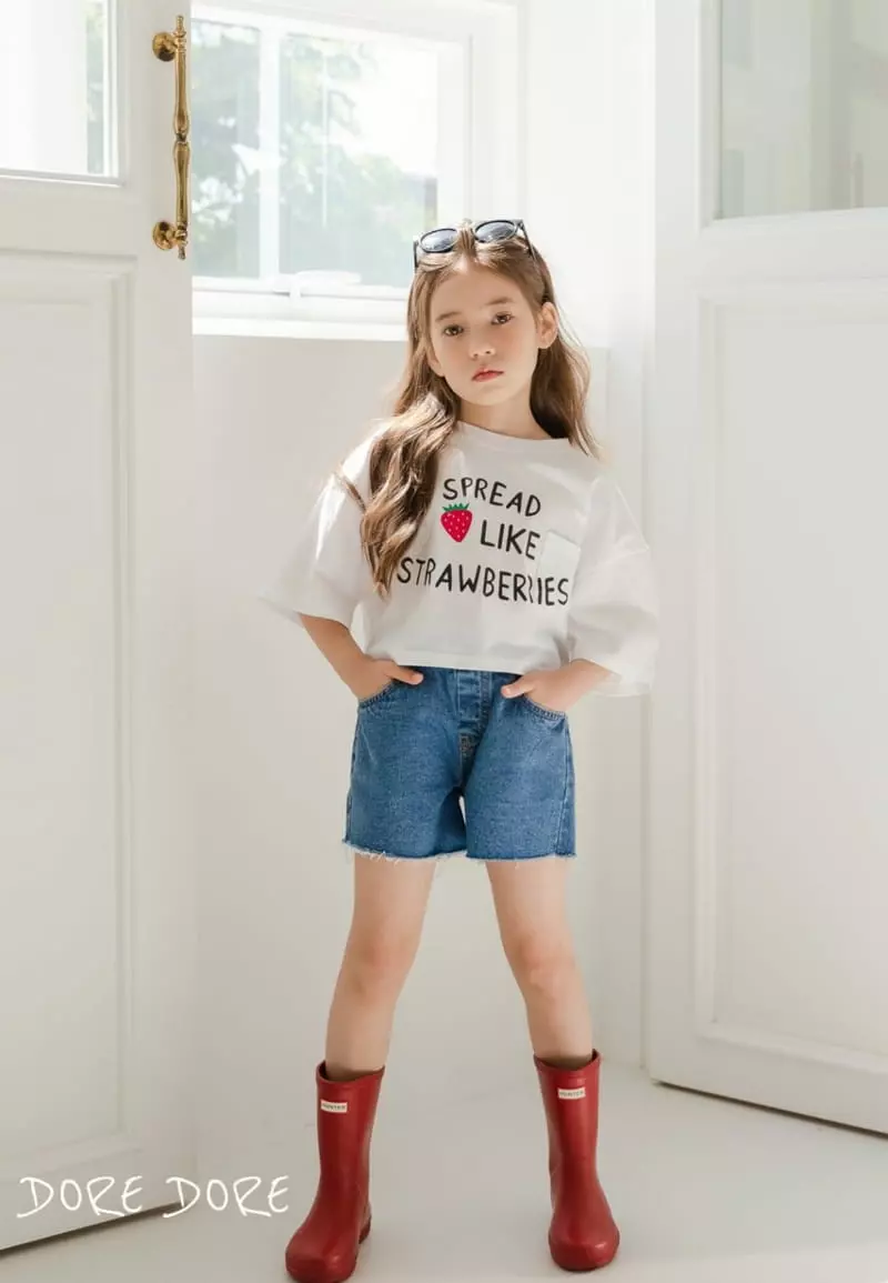 Dore Dore - Korean Children Fashion - #fashionkids - Strawberry Crop Tee