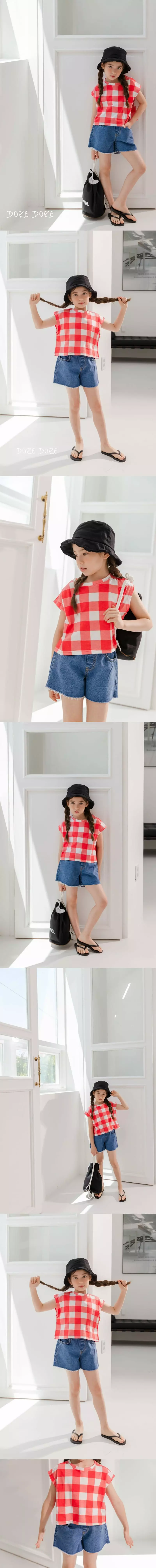 Dore Dore - Korean Children Fashion - #magicofchildhood - Check Crop Sleeveless - 2