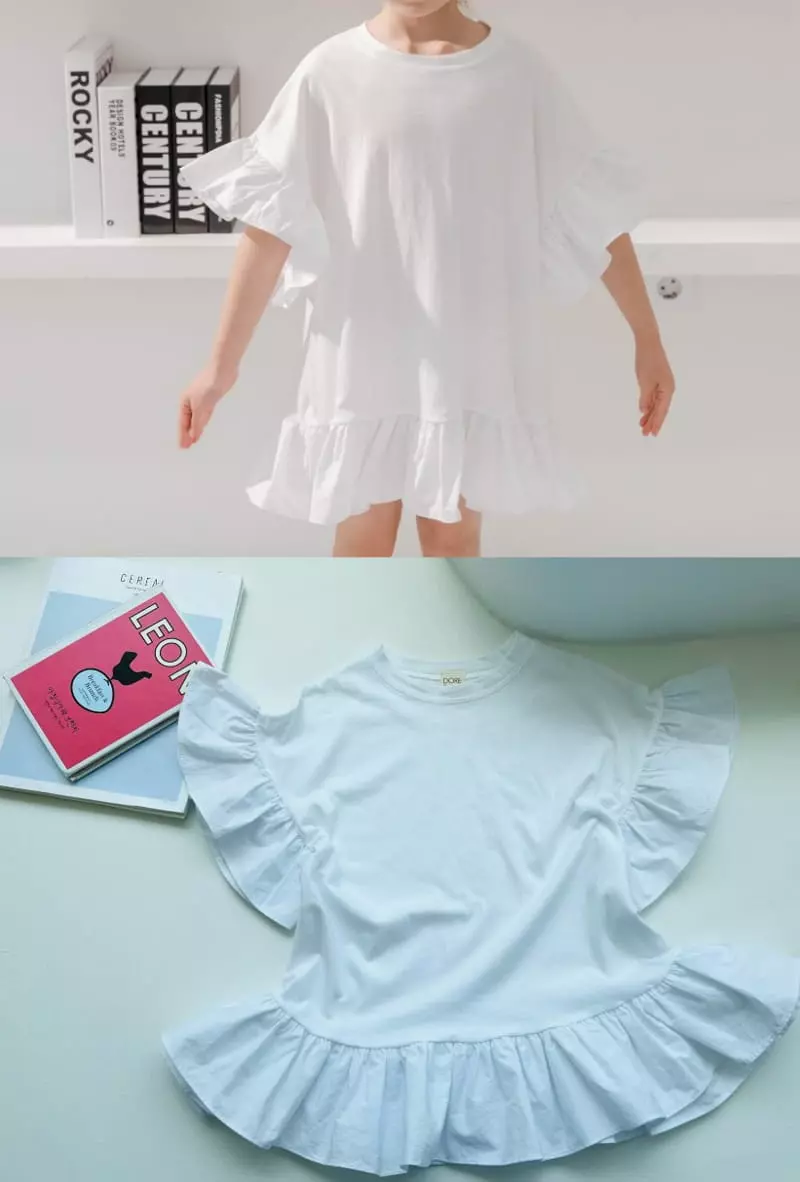 Dore Dore - Korean Children Fashion - #minifashionista - Fril Sleeves One-piece - 4