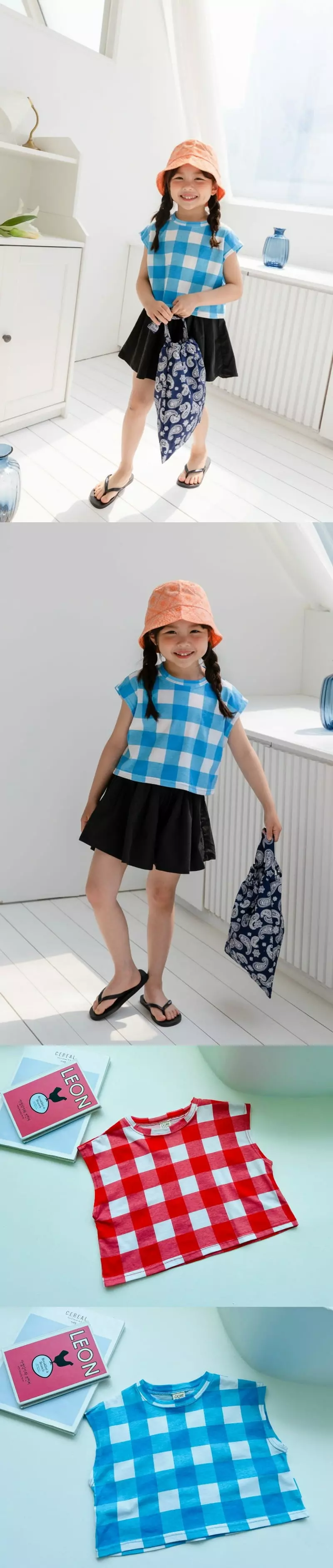 Dore Dore - Korean Children Fashion - #minifashionista - Check Crop Sleeveless - 4