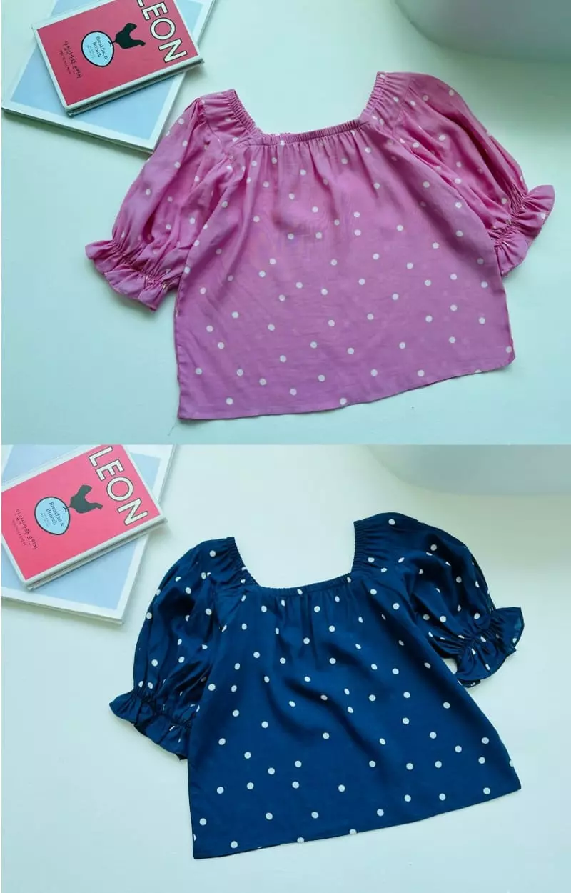 Dore Dore - Korean Children Fashion - #prettylittlegirls - Dot Square Blouse - 4