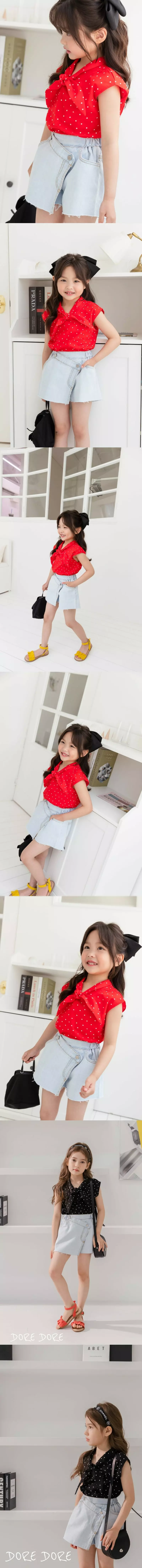 Dore Dore - Korean Children Fashion - #todddlerfashion - Ribbon Dot Sleeveless - 2