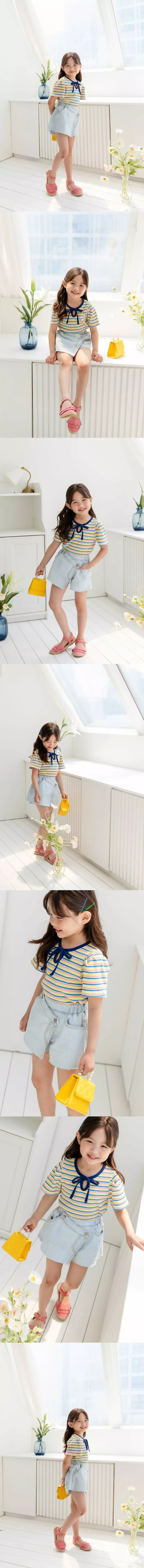 Dore Dore - Korean Children Fashion - #toddlerclothing - Ribbon Piping Tee - 2