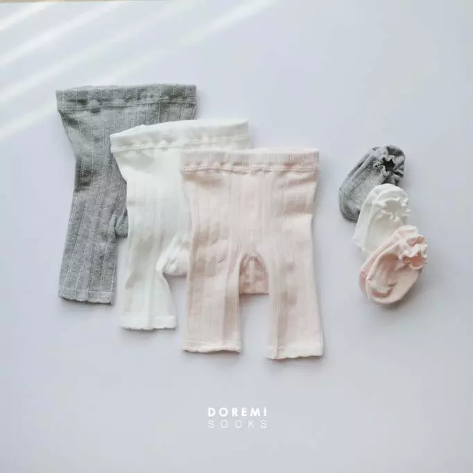 Doremi Socks - Korean Baby Fashion - #babygirlfashion - Picot Crop Tights Socks Set - 6