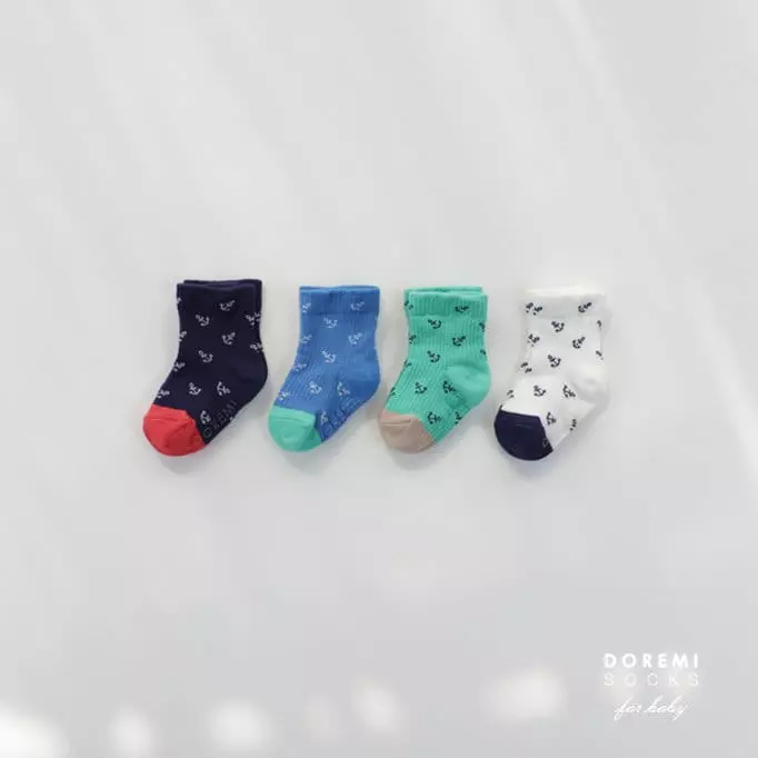 Doremi Socks - Korean Children Fashion - #littlefashionista - Marine Waffle Socks