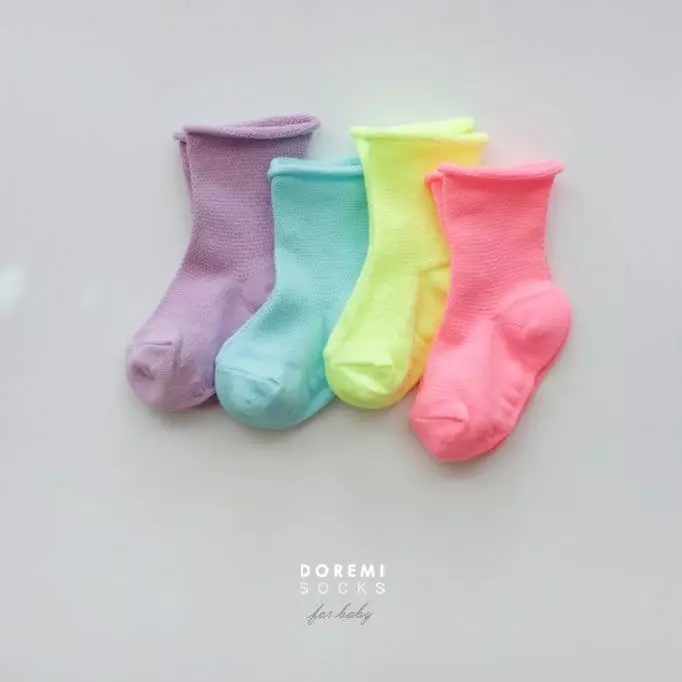 Doremi Socks - Korean Children Fashion - #magicofchildhood - Mesh Neon Socks