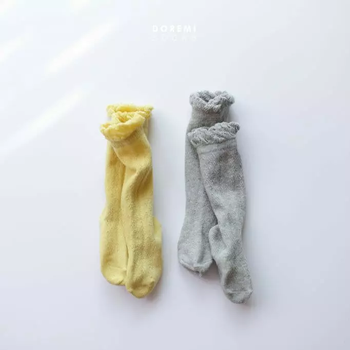 Doremi Socks - Korean Children Fashion - #magicofchildhood - Lumi Frill Knee Socks - 4