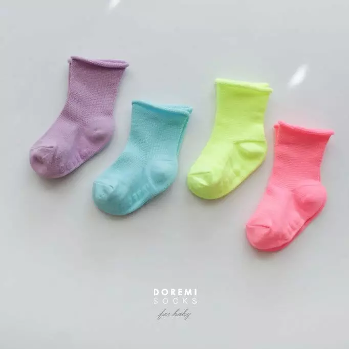 Doremi Socks - Korean Children Fashion - #minifashionista - Mesh Neon Socks - 2