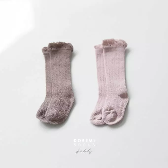 Doremi Socks - Korean Children Fashion - #todddlerfashion - Lumi Frill Knee Socks - 6