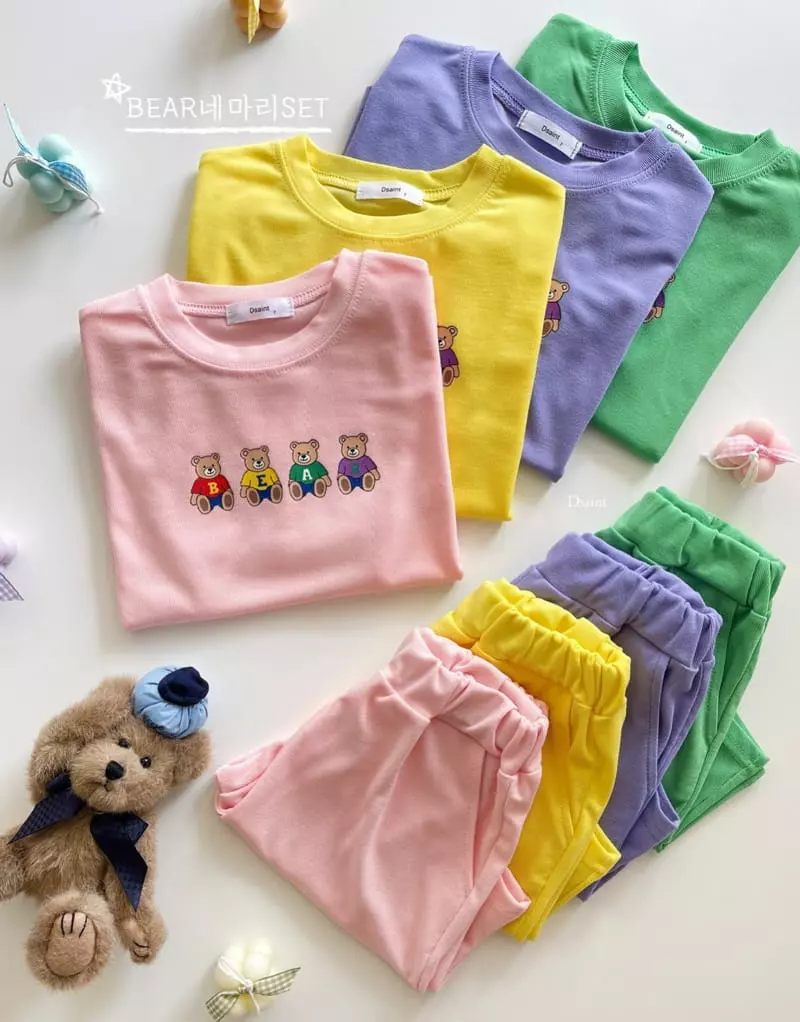 Dsaint - Korean Children Fashion - #childofig - Bear Four Top Bottom Set