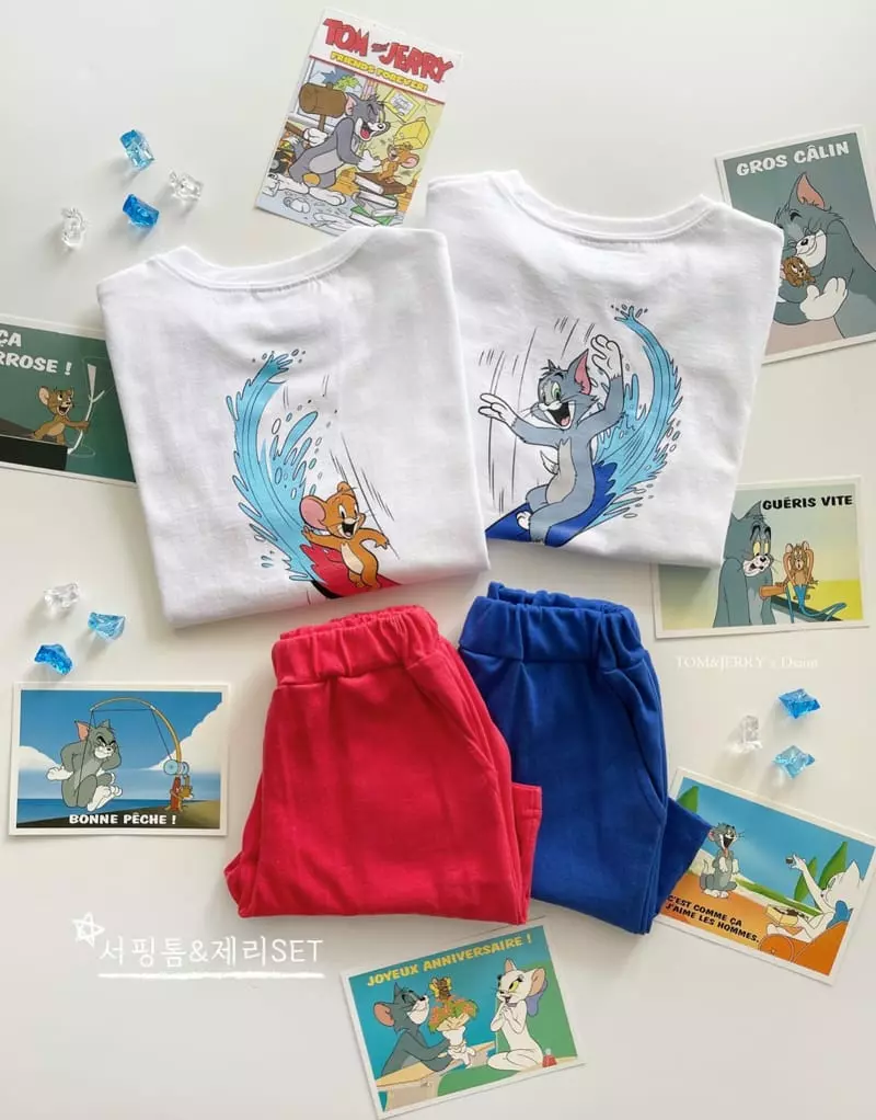 Dsaint - Korean Children Fashion - #kidsstore - Surfing Jerry Top Bottom Set