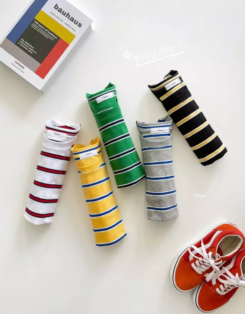 Dsaint - Korean Children Fashion - #prettylittlegirls - Multi Stripes Tee