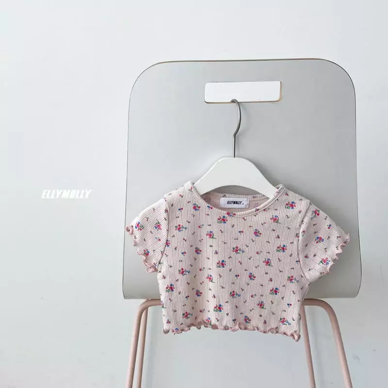 Ellymolly - Korean Children Fashion - #discoveringself - Flower Crop Tee - 2