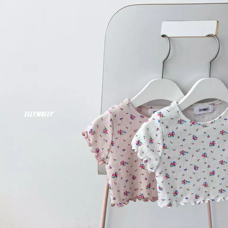 Ellymolly - Korean Children Fashion - #fashionkids - Flower Crop Tee - 3