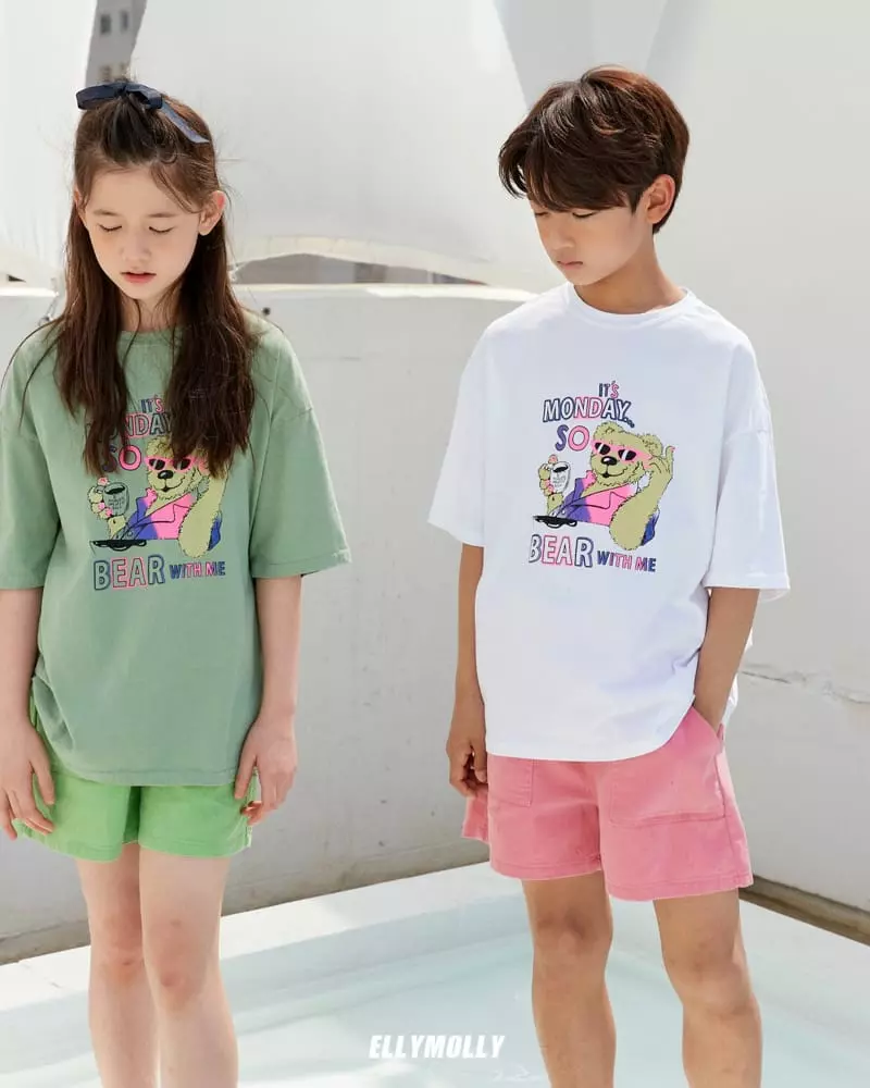 Ellymolly - Korean Children Fashion - #kidsshorts - Manicure Bear Tee - 11