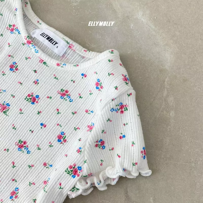 Ellymolly - Korean Children Fashion - #kidsstore - Flower Crop Tee - 5