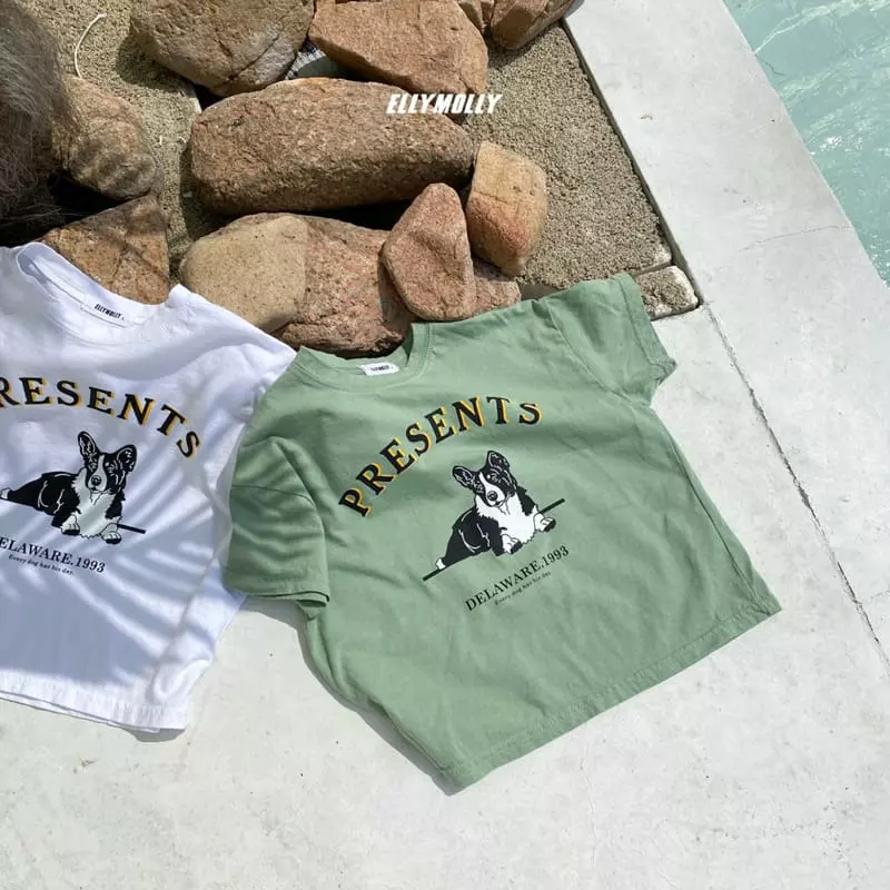 Ellymolly - Korean Children Fashion - #todddlerfashion - Present Dog Tee - 9